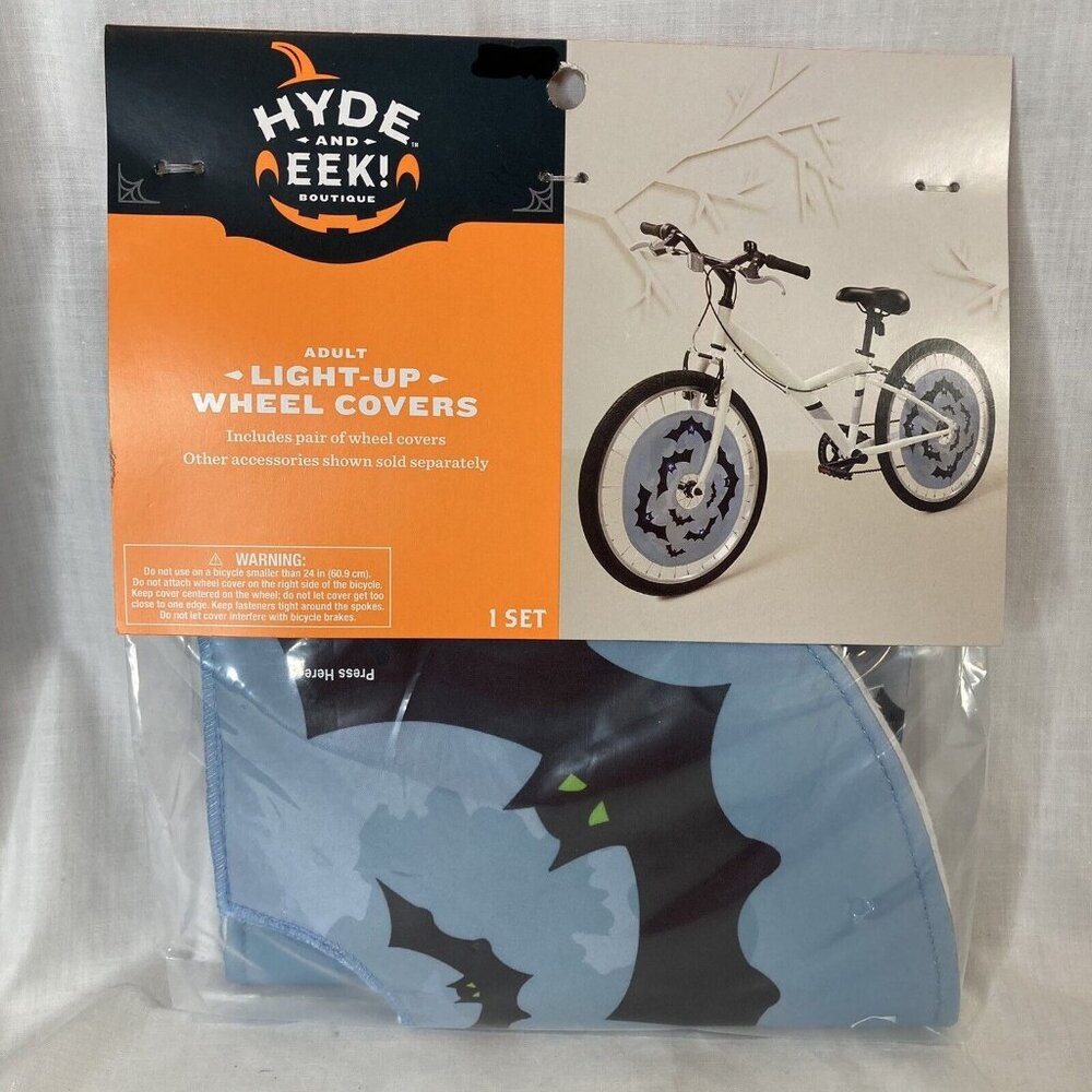 Light Up Bats Electric Bicycle Wheel Cover Set Halloween Spooky Blue Bike Parade